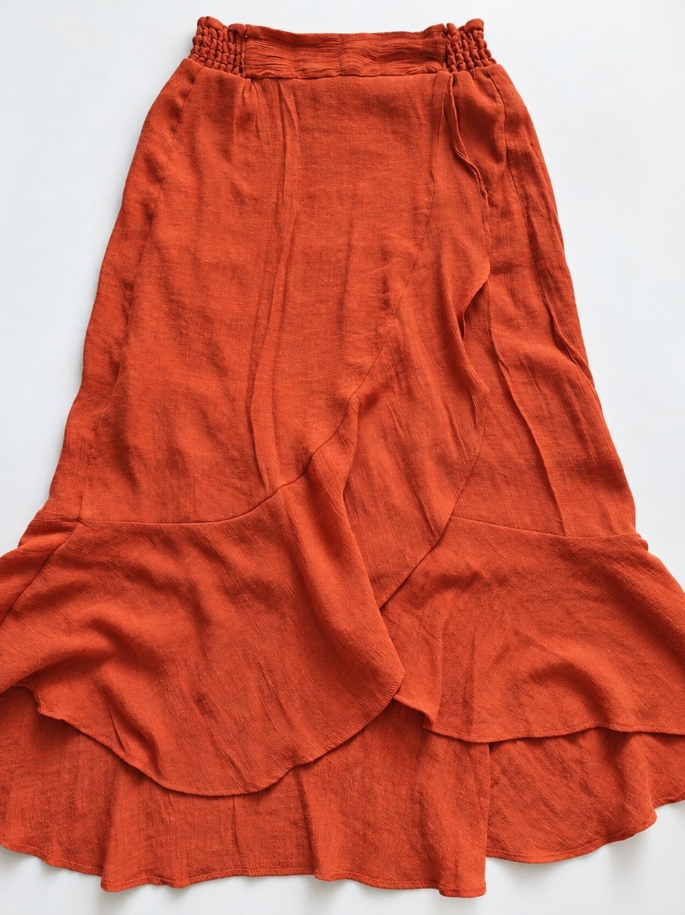 A. Byer Orange Ruffle Maxi Skirt